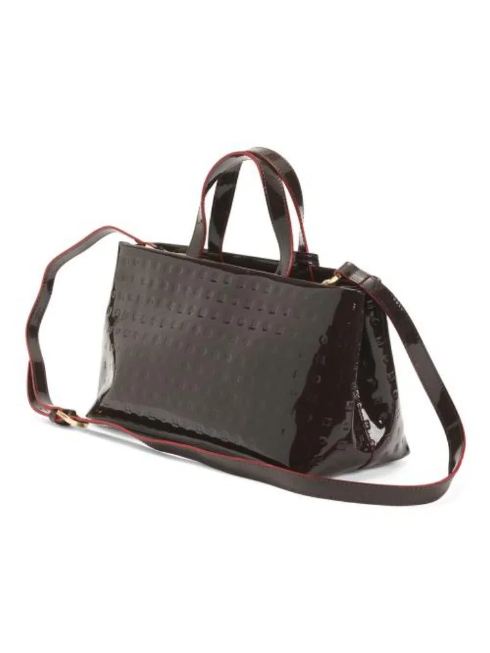 ARCADIA Made In Italy Patent Leather East West Zip Top Satchel